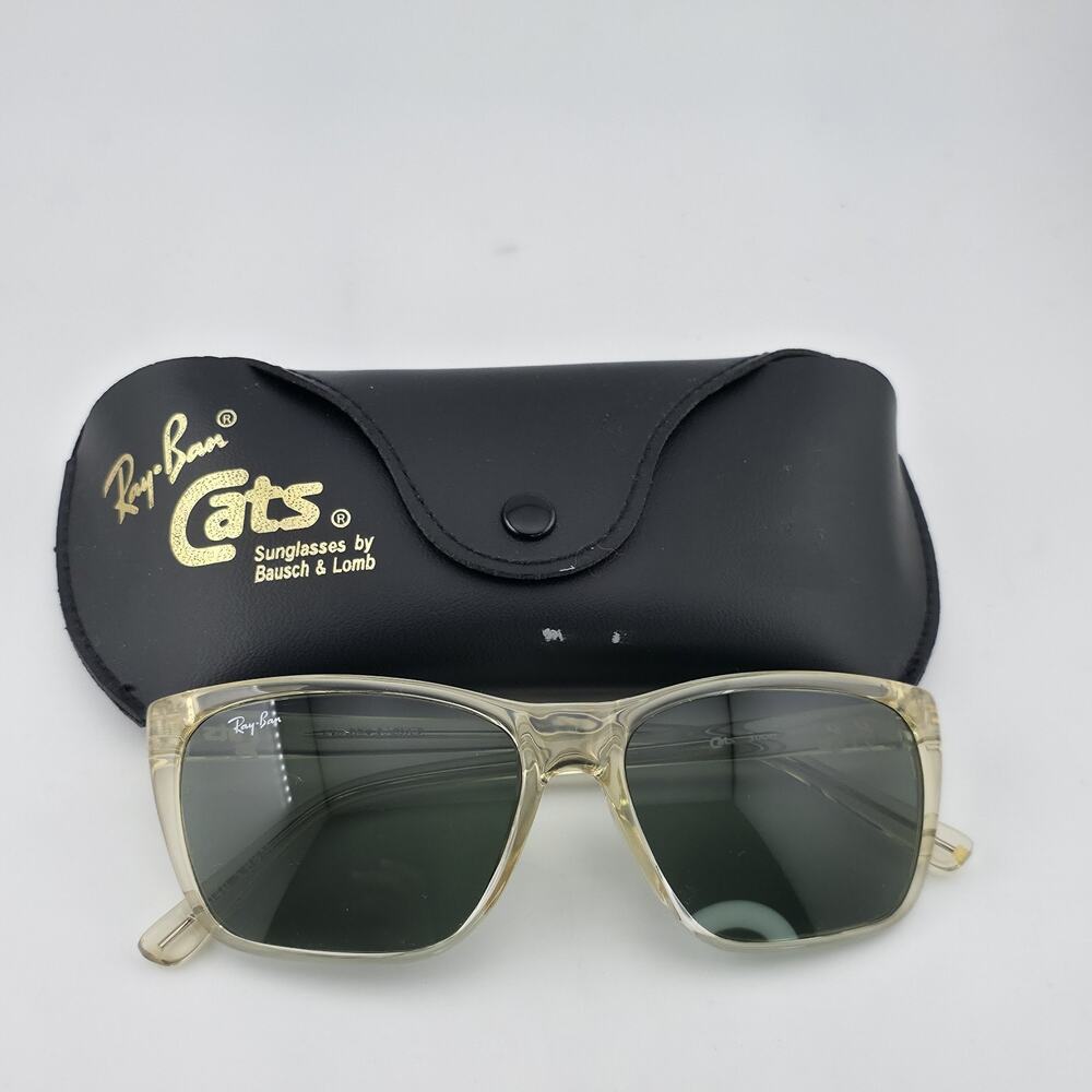 Vintage Ray-Ban Cats 3000 Bausch / Lomb Sunglasses Crystal Frame Green Lens Case